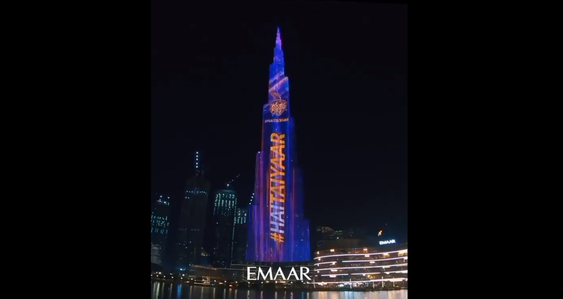 Burj Khalifa Welcomes KKR in the IPL 2020 By lighting up the KKR's Colour on their Building Display
