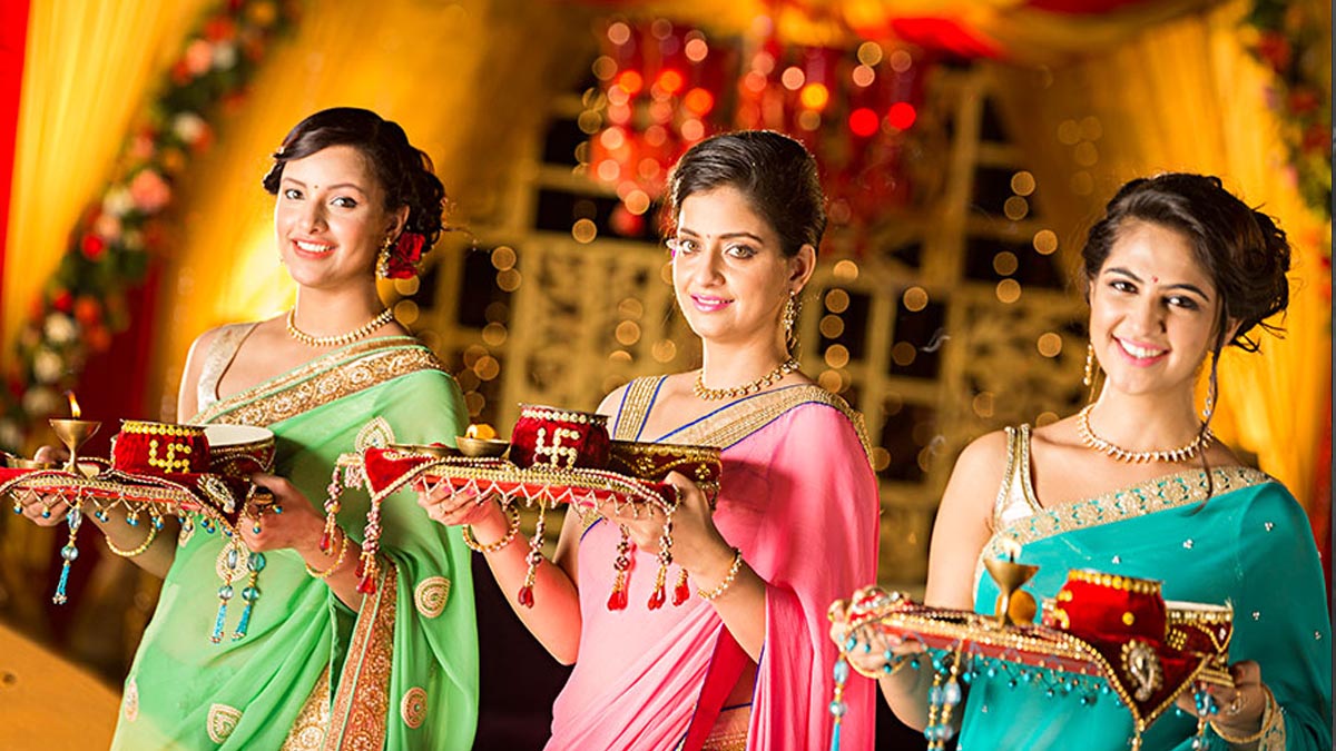 Karwa Chauth Pooja Puja Vidhi Date Timings Katha How To Perform Meal Gifts Thali Set Kab Hai Karva