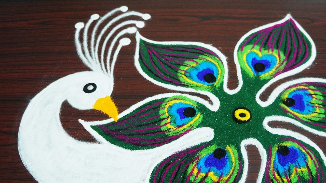 Diwali Rangoli Design Pattern Dot Pattern Peacock Free Free Hand 