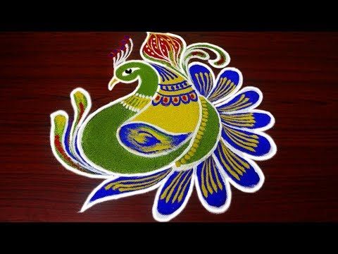 Diwali Rangoli Design Pattern Dot Pattern Peacock Free Free Hand 