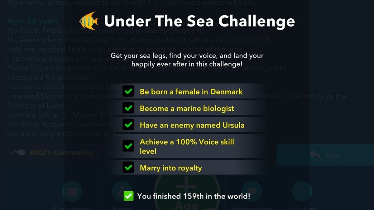 Under The Sea Challenge Bitlife